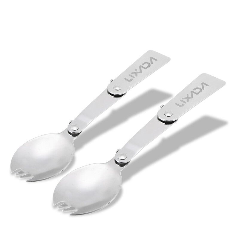 Lixada Pack Of 2 Outdoor Foldable Stainless Steel Spork Camping Picnic Tableware