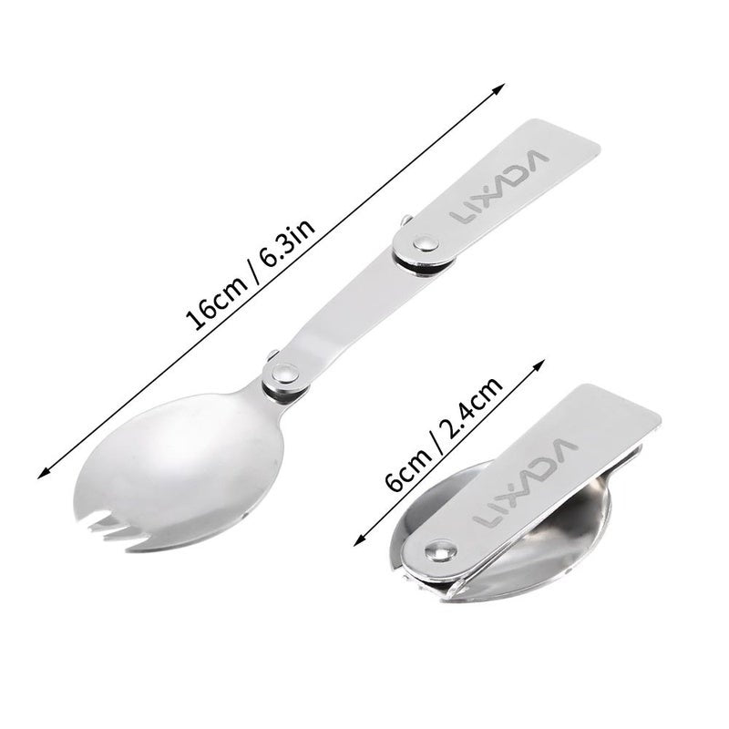 Lixada Pack Of 2 Outdoor Foldable Stainless Steel Spork Camping Picnic Tableware