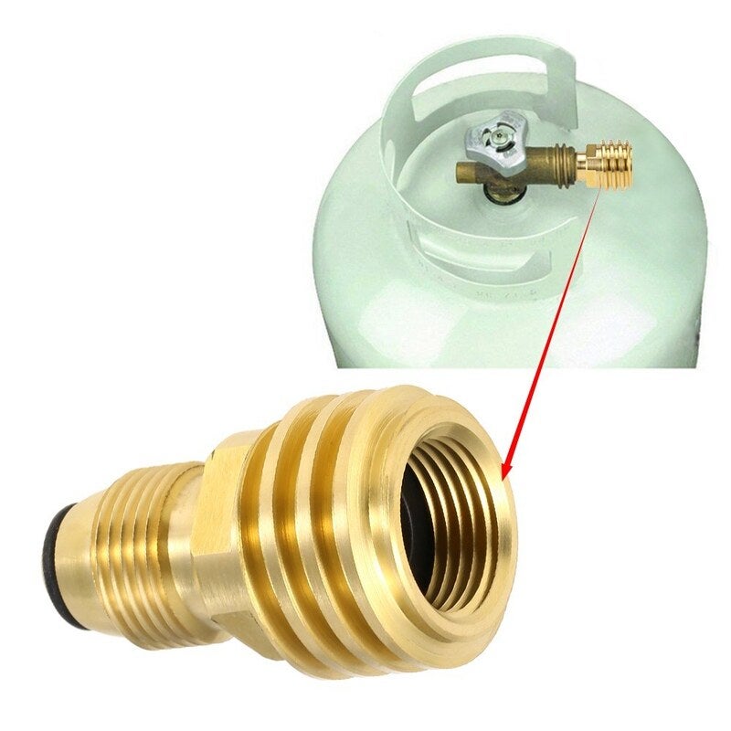 Propane Tank Adapter Regulating Valve Solid Brass Safety Pol Convert To Qcc1 / Type1