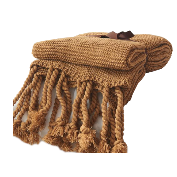 Long Tassel Knitted Blanket Throw