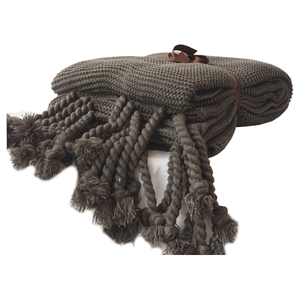 Long Tassel Knitted Blanket Throw