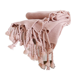 Long Tassel Knitted Blanket Throw