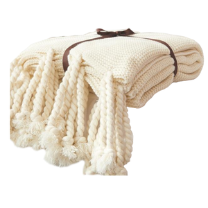 Long Tassel Knitted Blanket Throw