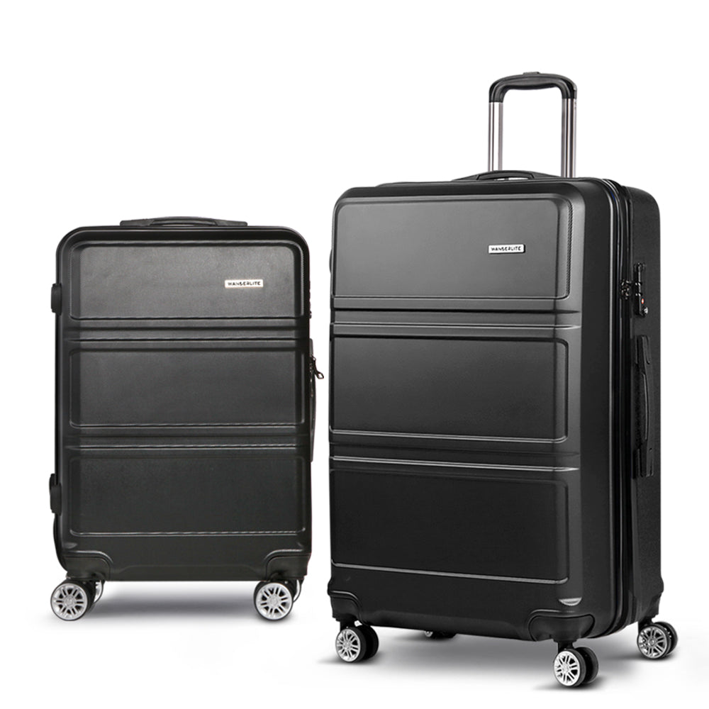 Wanderlite 28" Luggage Trolley Travel Suitcase Set Tsa Lock Hard Case Black