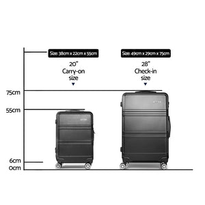 Wanderlite 28" Luggage Trolley Travel Suitcase Set Tsa Lock Hard Case Black