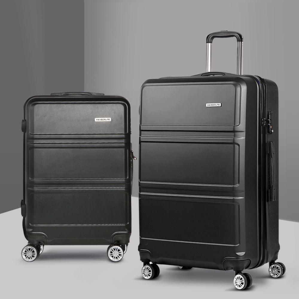 Wanderlite 28" Luggage Trolley Travel Suitcase Set Tsa Lock Hard Case Black