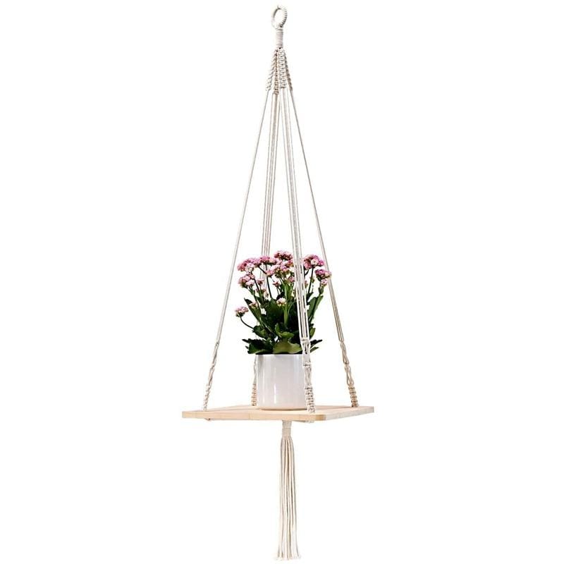 Macrame And Wooden Hanging Shelf Boho Home Decor