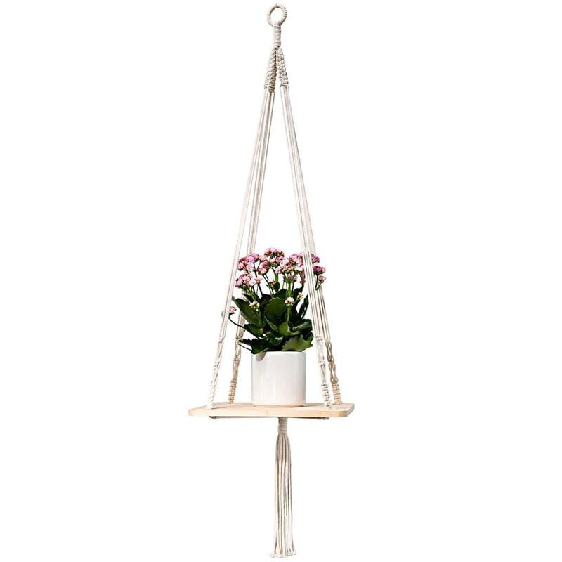 Macrame And Wooden Hanging Shelf Boho Home Decor