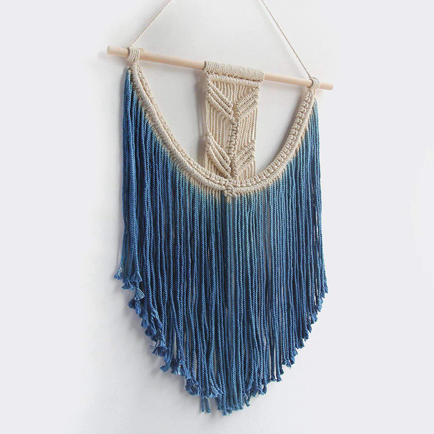 Blue Boho Macrame Wall Hanging Tapestry Home Decor