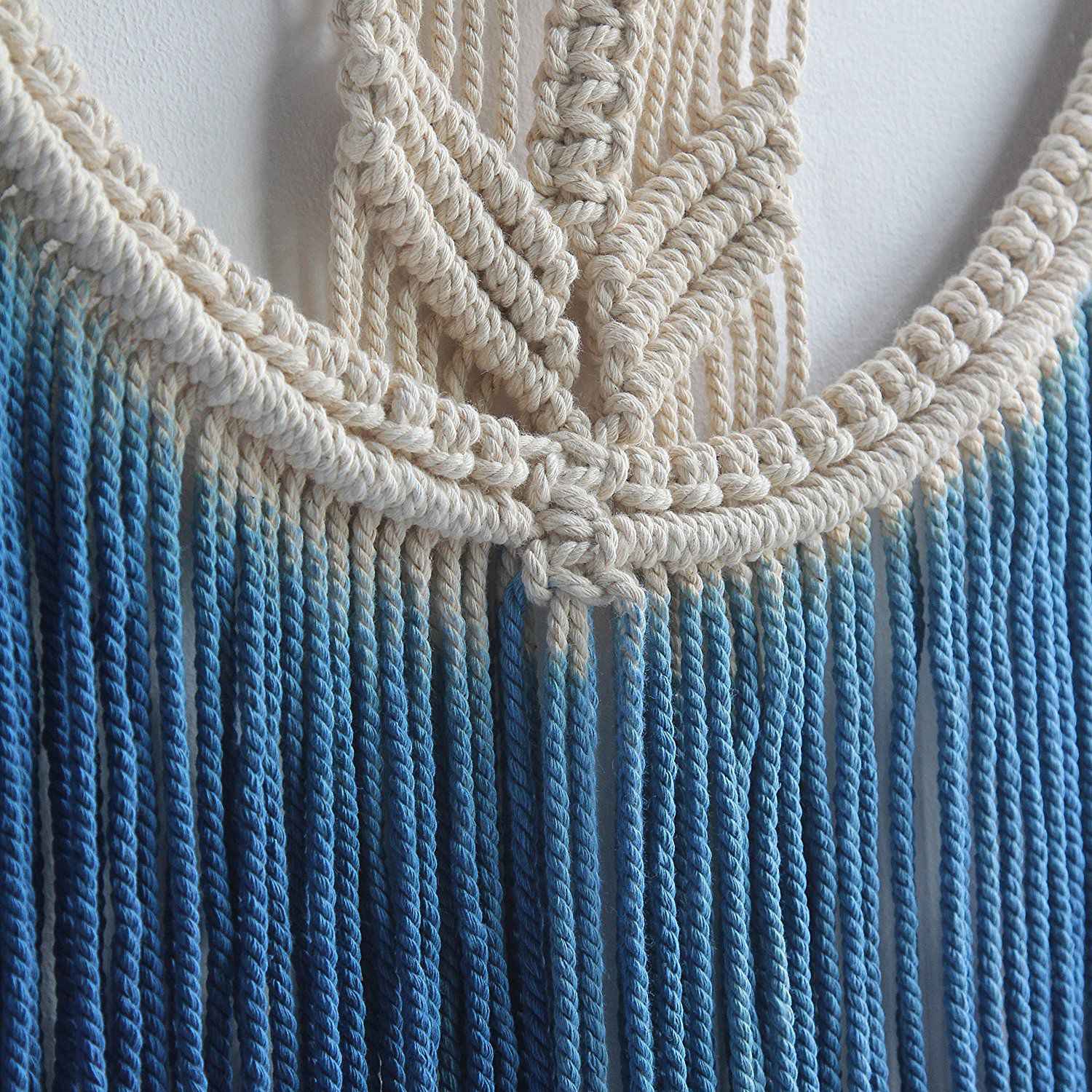 Blue Boho Macrame Wall Hanging Tapestry Home Decor