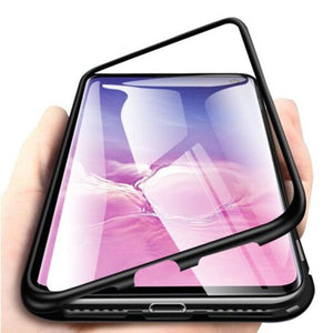 Magnetically Absorbing Metal Tempered Glass Flip Case For Samsung S10 Plus Black