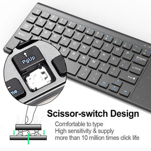 Bluetooth Keyboard Black Wireless Touchpad Number Keys For Computers Tablets