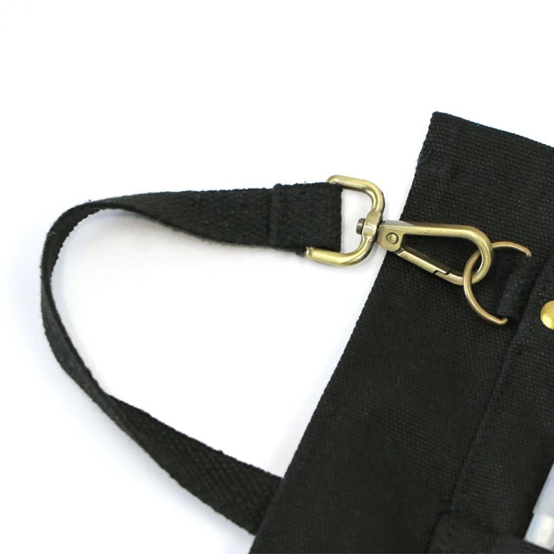 Black Half Length Long Waist Apron With Pockets For Kitchen Dining Bar Use