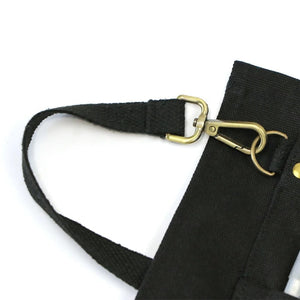 Black Half Length Long Waist Apron With Pockets For Kitchen Dining Bar Use