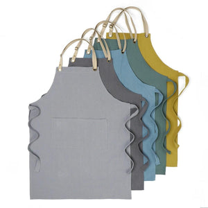 Kitchen Apron Gray Cotton Linen Neckband For Garden Cooking