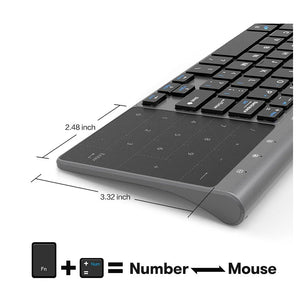 Bluetooth Keyboard Black Wireless Touchpad Number Keys For Computers Tablets