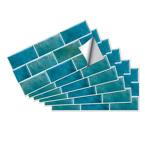 Teal Blue Waterproof Self Adhesive Removable 3D Diy Modern Marble Tile Wall Sticker