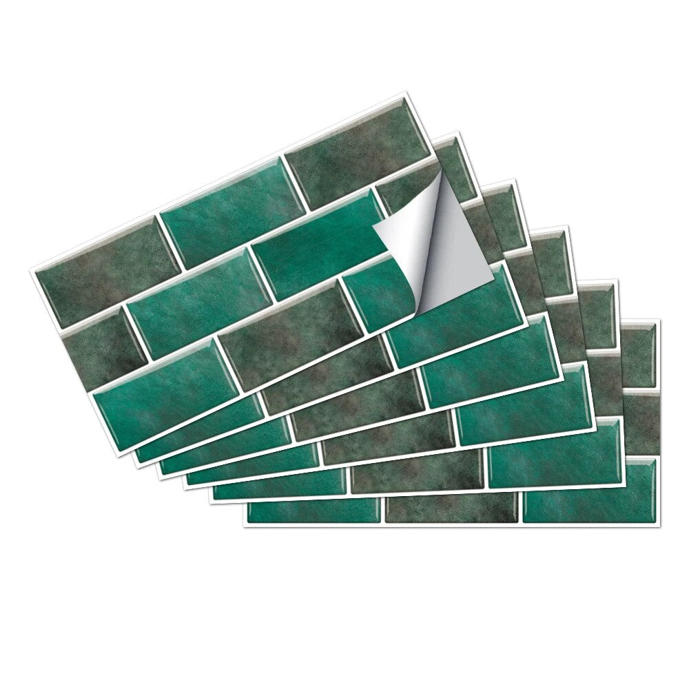 Wallpaper Green 18 Pieces Waterproof Self Adhesive Removable 3D Marble Tile Sticker