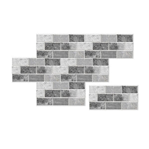 Dark Gray Waterproof Self Adhesive Removable Wallpaper 18 Pcs Modern Marble Tile