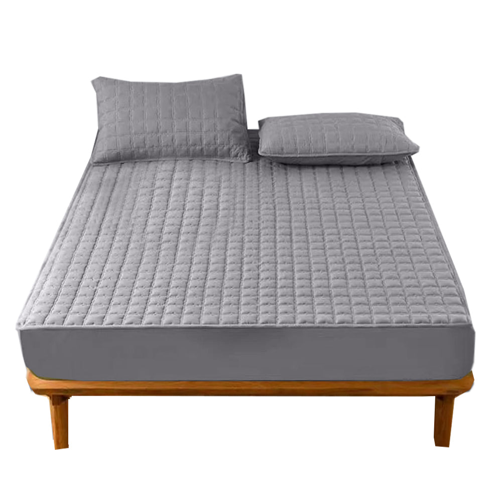 Mattress Cover Gray 160 Centimetre X 200 Waterproof Quilted Bed Sheet
