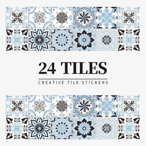 Wallpaper Sky Blue 20 Centimetre X 24 Pieces Modern Retro Style Pvc Tile Stickers