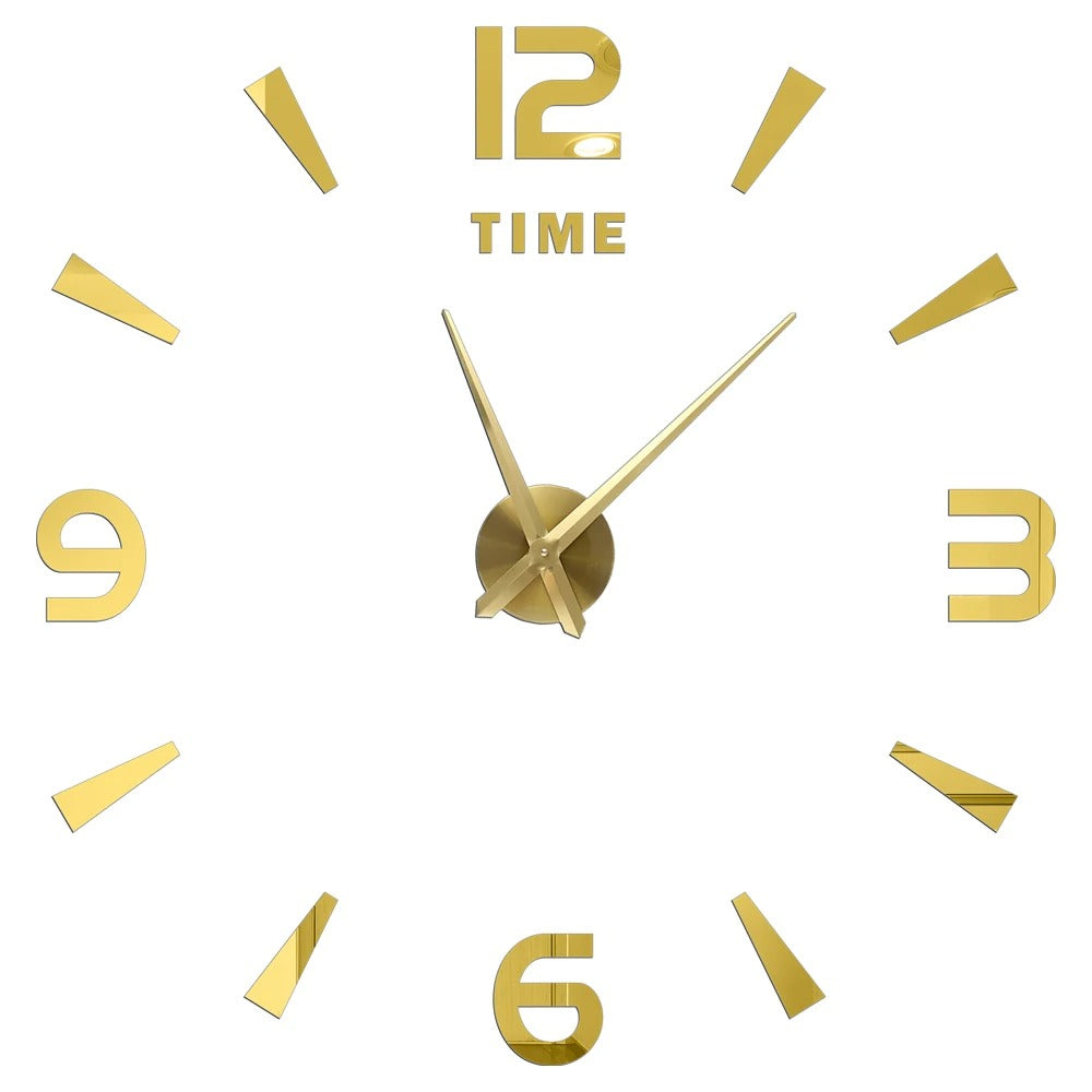 Wall Clock Gold Design 47 Inch 3D Diy Mirror Acrylic Sticker