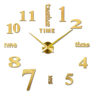 Wall Clock Gold Design 47 Inch 3D Diy Mirror Acrylic Sticker