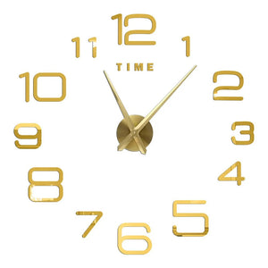 Wall Clock Gold Design 47 Inch 3D Diy Mirror Acrylic Sticker Quartz Watch