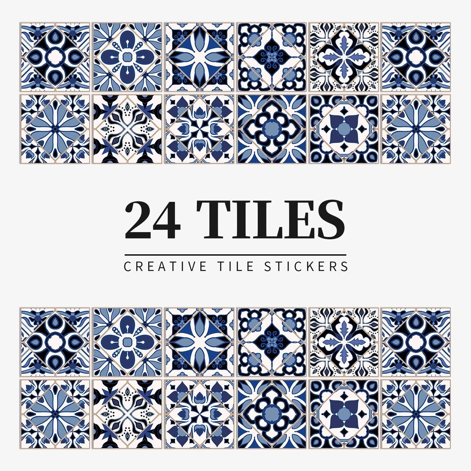 Wallpaper Navy Blue 20 Centimetre X 24 Pieces Pvc Tile Stickers