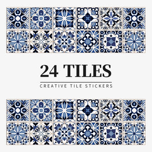 Wallpaper Navy Blue 20 Centimetre X 24 Pieces Pvc Tile Stickers