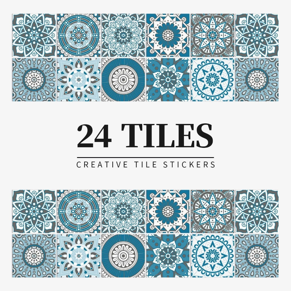 Wallpaper Teal 20 Centimetre X 24 Pieces Modern Retro Style Pvc Tile Stickers