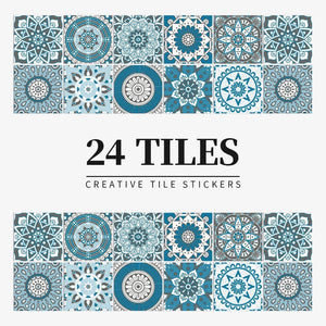 Wallpaper Teal 10 Centimetre X 24 Pieces Pvc Tile Stickers