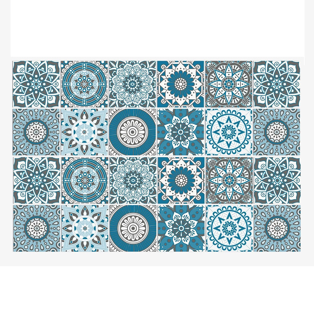 Wallpaper Teal 20 Centimetre X 24 Pieces Modern Retro Style Pvc Tile Stickers