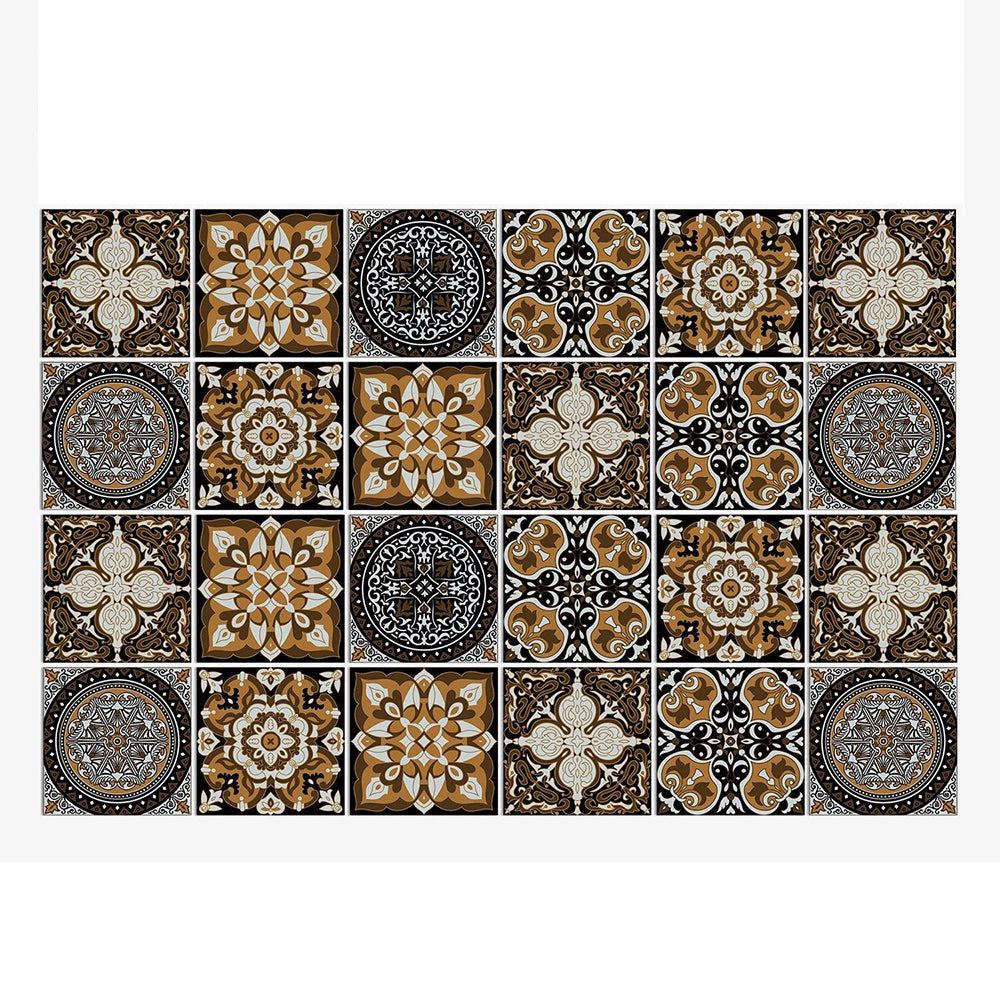 Wallpaper Dark Brown 20 Centimetre X 24 Pieces Pvc Tile Stickers