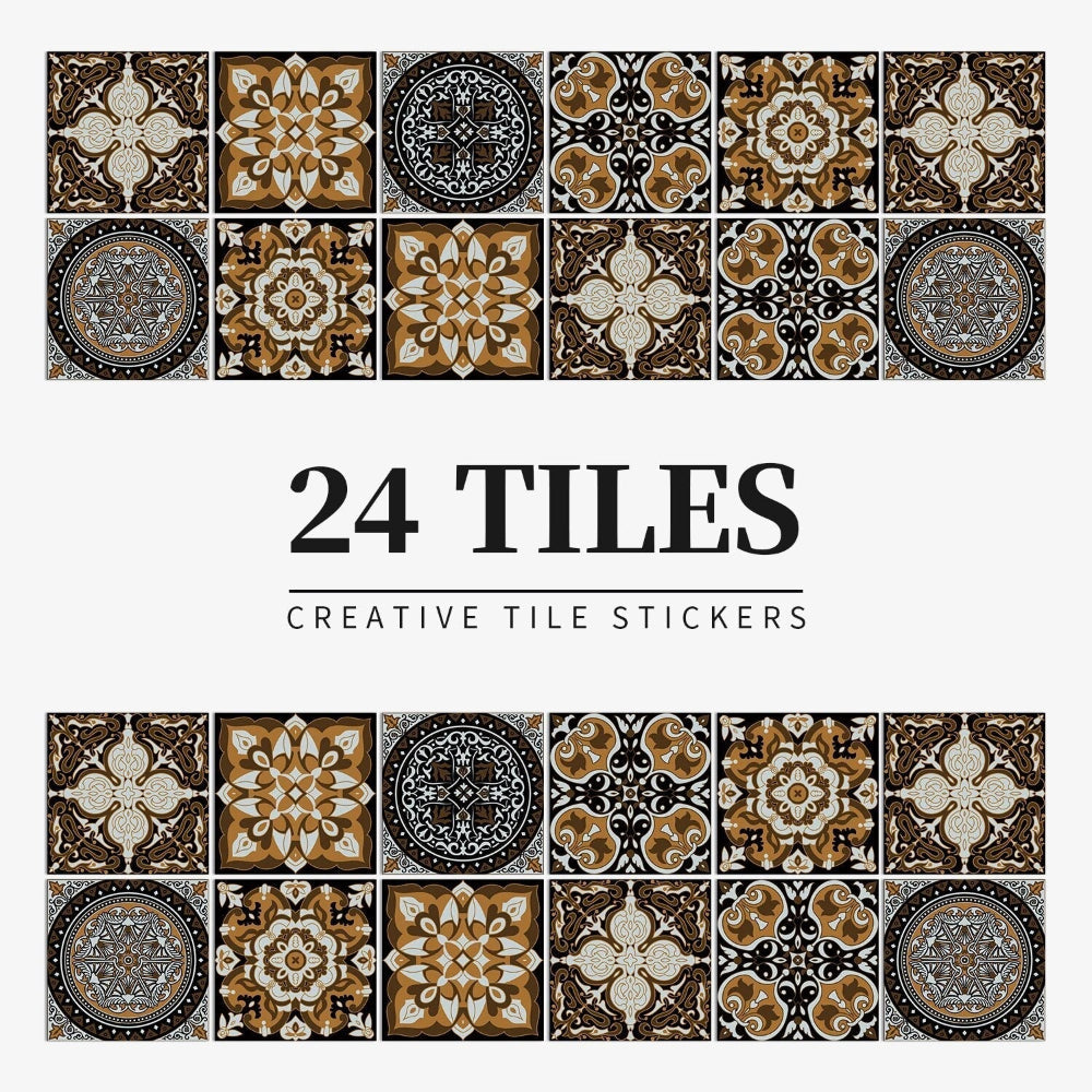 Wallpaper Dark Brown 20 Centimetre X 24 Pieces Pvc Tile Stickers