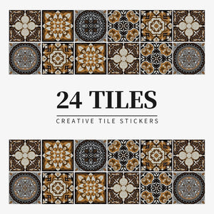 Wallpaper Dark Brown 15 Centimetre X 24 Pieces Pvc Tile Stickers