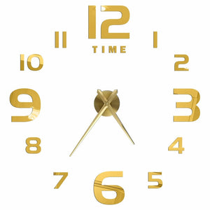 Wall Clock Gold Design 47 Inch 3D Diy Mirror Acrylic Sticker Quartz Watch