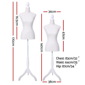 Female Mannequin 170Cm Model Dressmaker Clothes Display Torso Tailor Wedding White