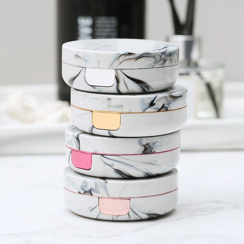 Marble Design Contact Lens Storage Case With Mirror