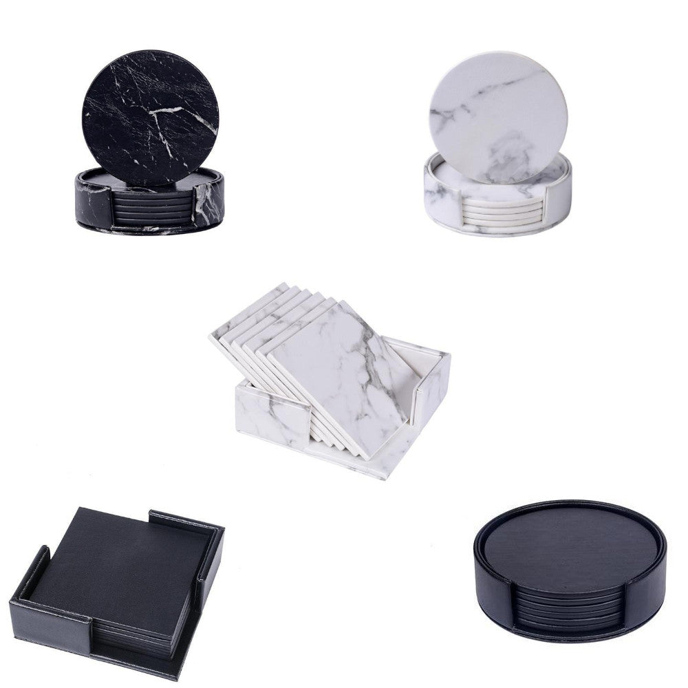 Elegant Faux Leather Marble Coasters