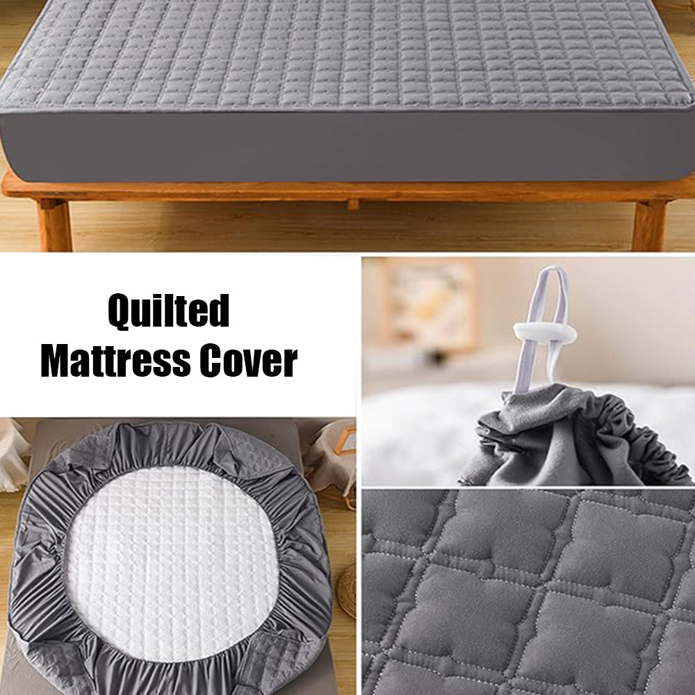 Mattress Cover Gray 160 Centimetre X 200 Waterproof Quilted Bed Sheet