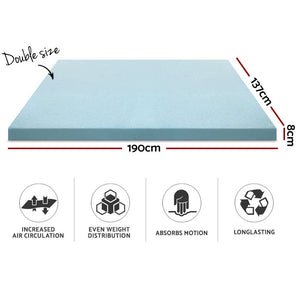 Giselle Bedding Cool Gel Memory Foam Mattress Topper W/Bamboo Cover 8Cm - Double