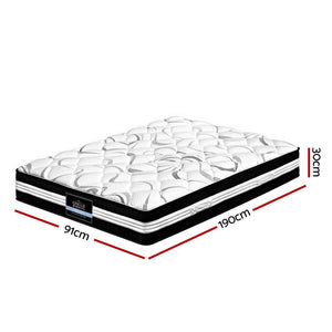 Giselle Bedding Mykonos Euro Top Pocket Spring Mattress 30Cm Thick Single