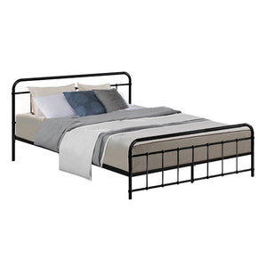 Artiss Leo Metal Bed Frame - Queen (Black)