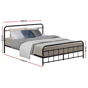 Artiss Leo Metal Bed Frame - Queen (Black)