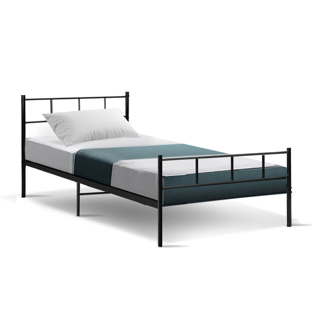 Artiss Metal Bed Frame Single Size Platform Foundation Mattress Base Sol Black