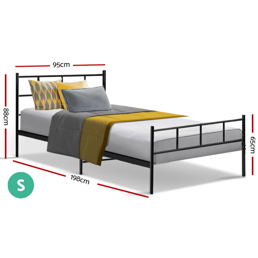 Artiss Metal Bed Frame Single Size Platform Foundation Mattress Base Sol Black