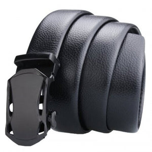 Men's Automatic Buckle Belt Stylish Lock Head Design Waistband Black