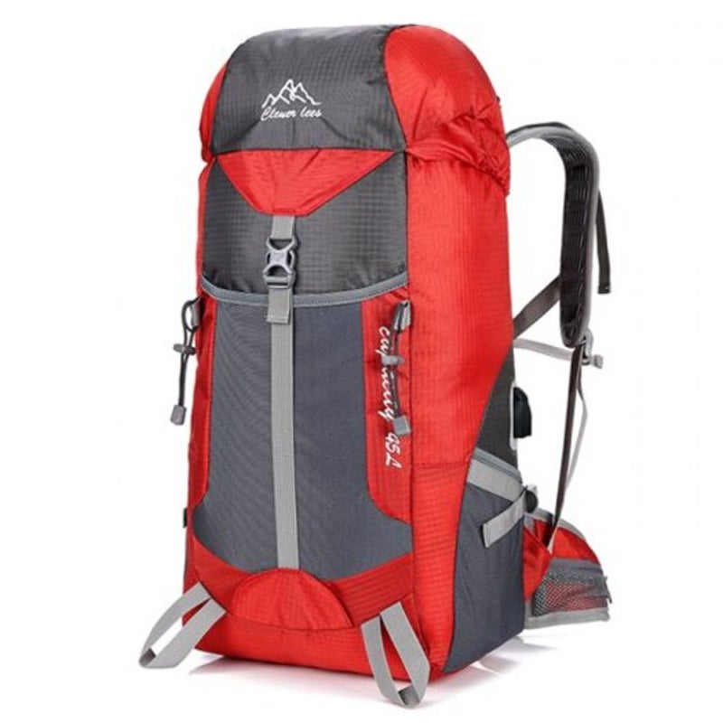 Men's Fashion Lightweight Mountaineering Backpack Large Capacity 45L Camping Bag Waterproof Lava Red