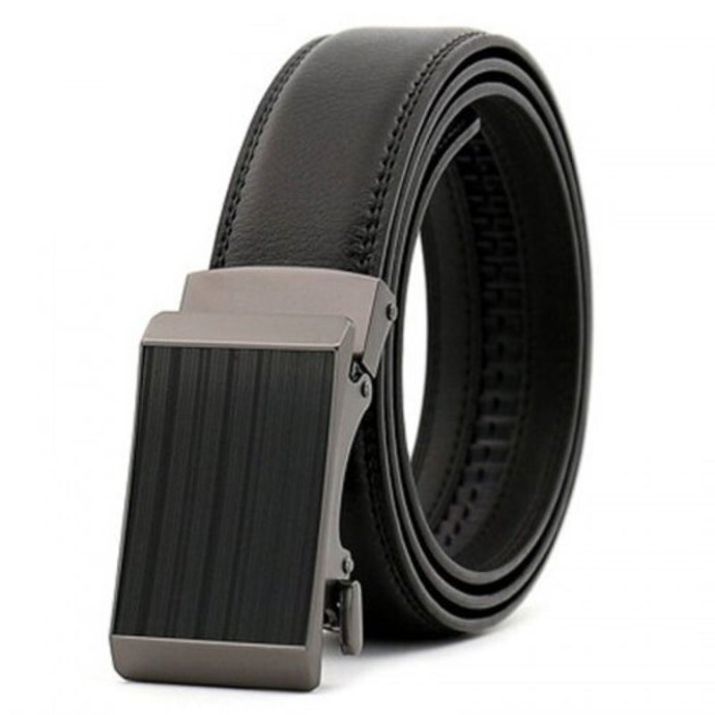 Men's Genuine Leather Belt Automatic Alloy Buckle For Wedding Cobalt Blue